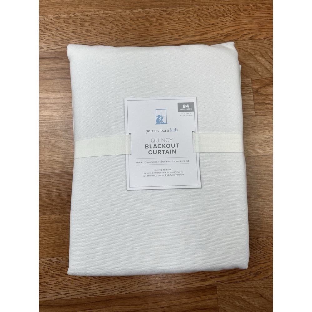 Pottery Barn Kids Quincy Blackout Curtain Panel in White 44" x 84" NEW